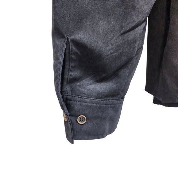 Mens Black Button-Up Long Sleeve Shirt Size XL Dual Chest Pockets - Picture 5 of 8